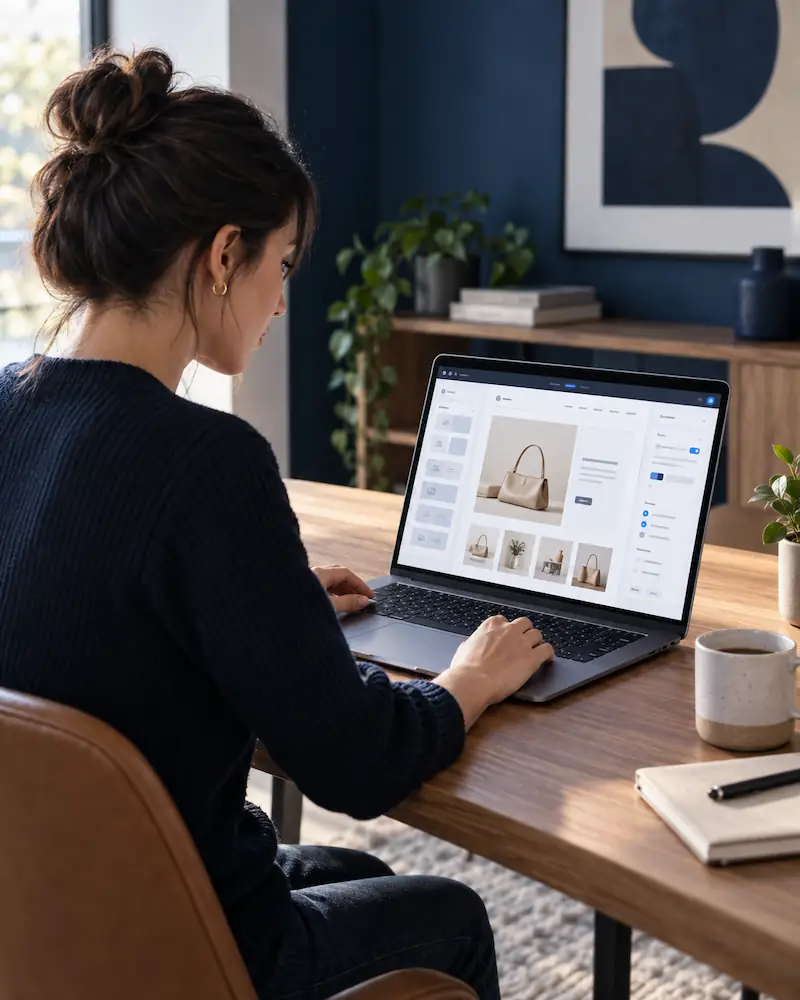 Persona construyendo su tienda online