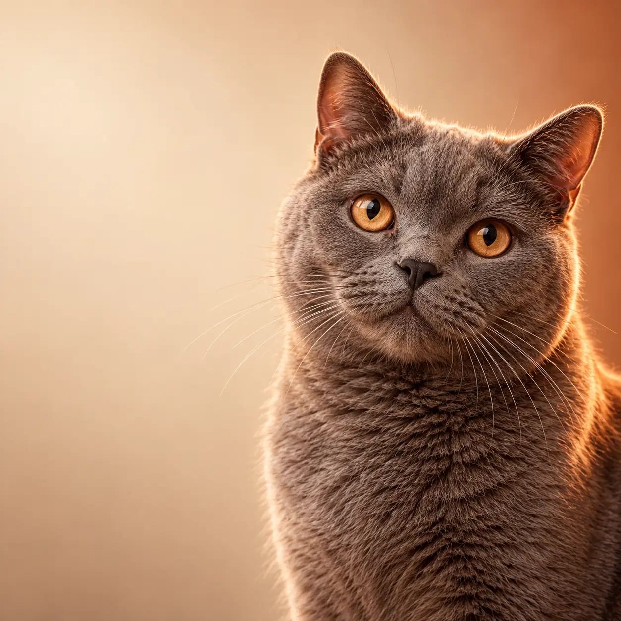 Gato gris junto a espacio para destacar la mejora en atención