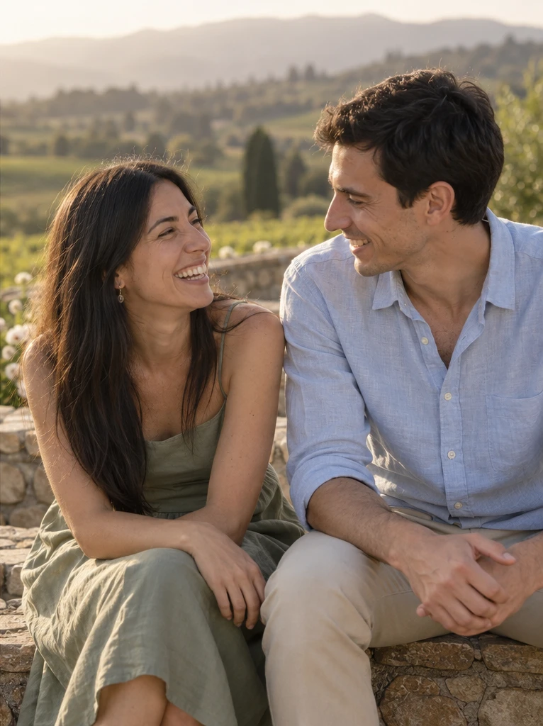 Antonia y Benjamín compartiendo un momento de su sesión de preboda
