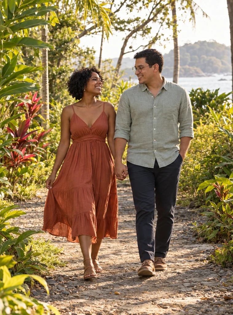 Elena y Gabriel durante su sesión de preboda en Guanacaste