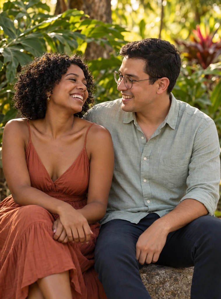 Elena y Gabriel compartiendo un momento de su sesión de preboda