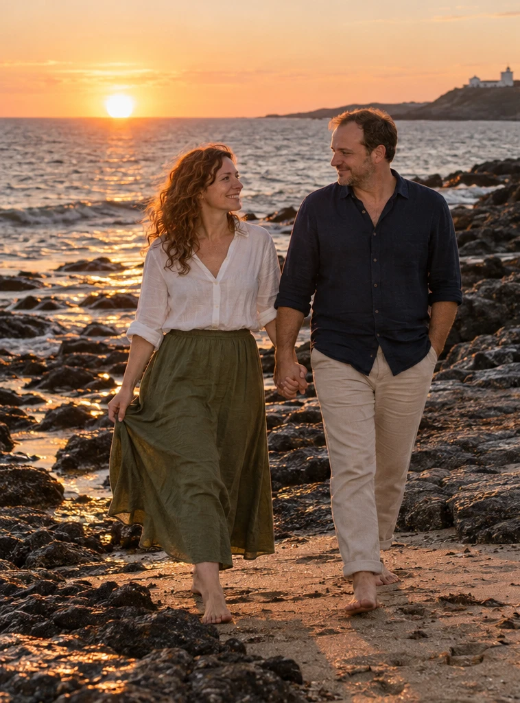 Florencia y Santiago durante su sesión de preboda en Punta Ballena