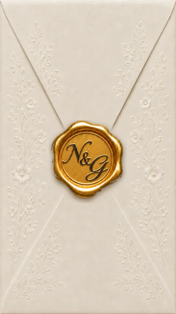 Sobre real de la invitación de Nayive y Gustavo