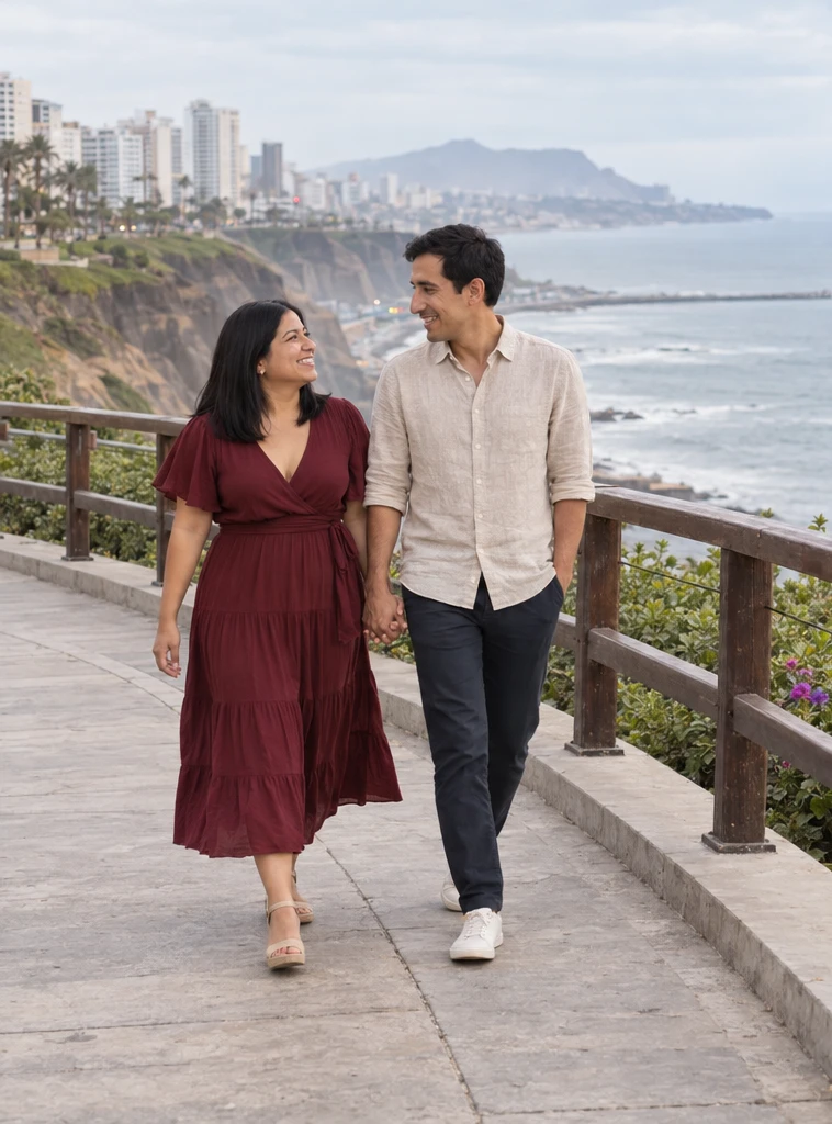 Mariana y Joaquín durante su sesión de preboda en Lima