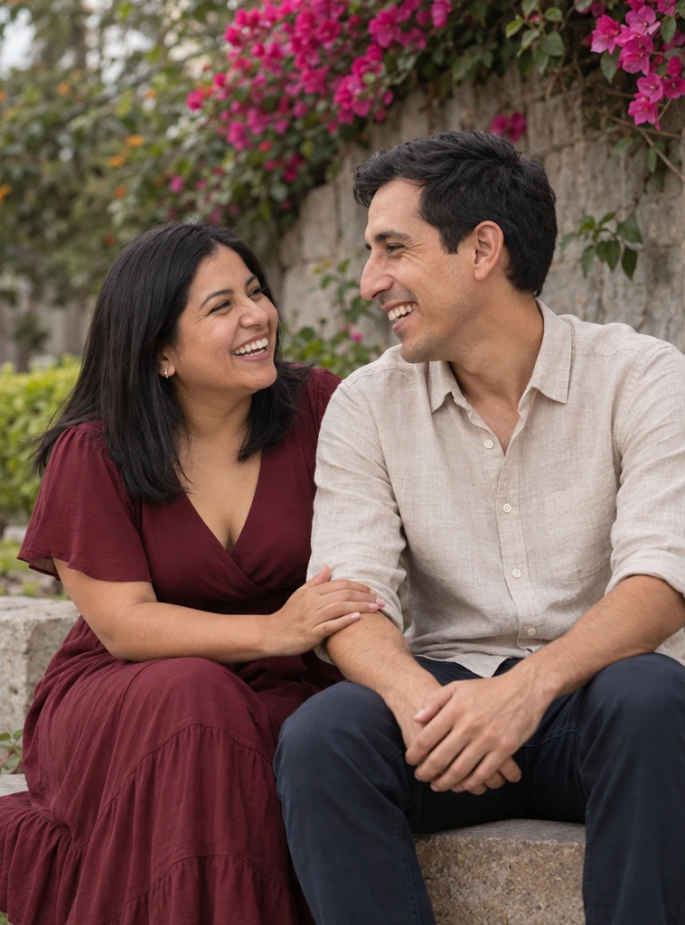 Mariana y Joaquín compartiendo un momento de su sesión de preboda