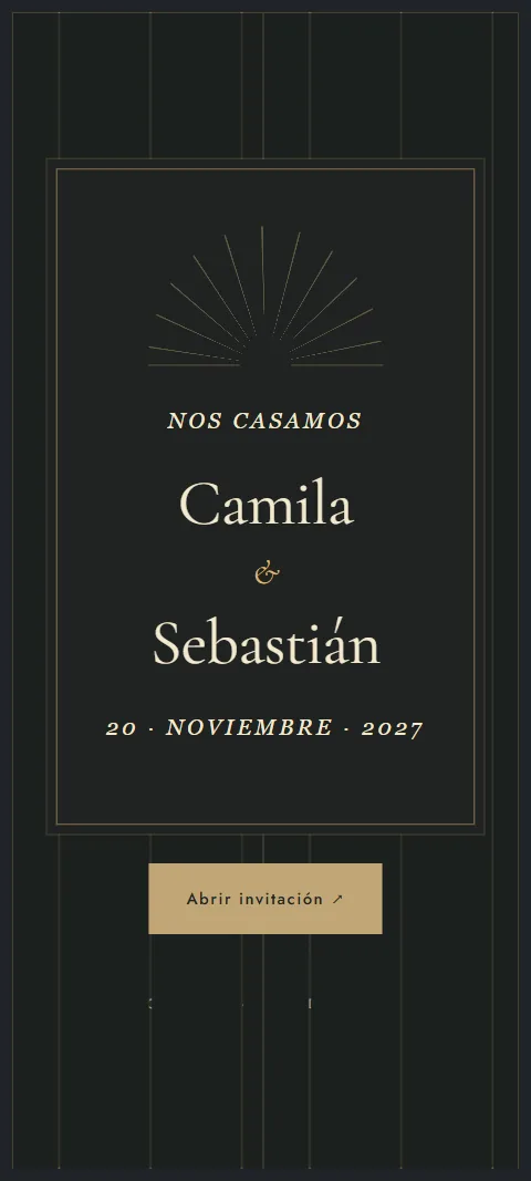 Portada de la invitación de Camila & Sebastián