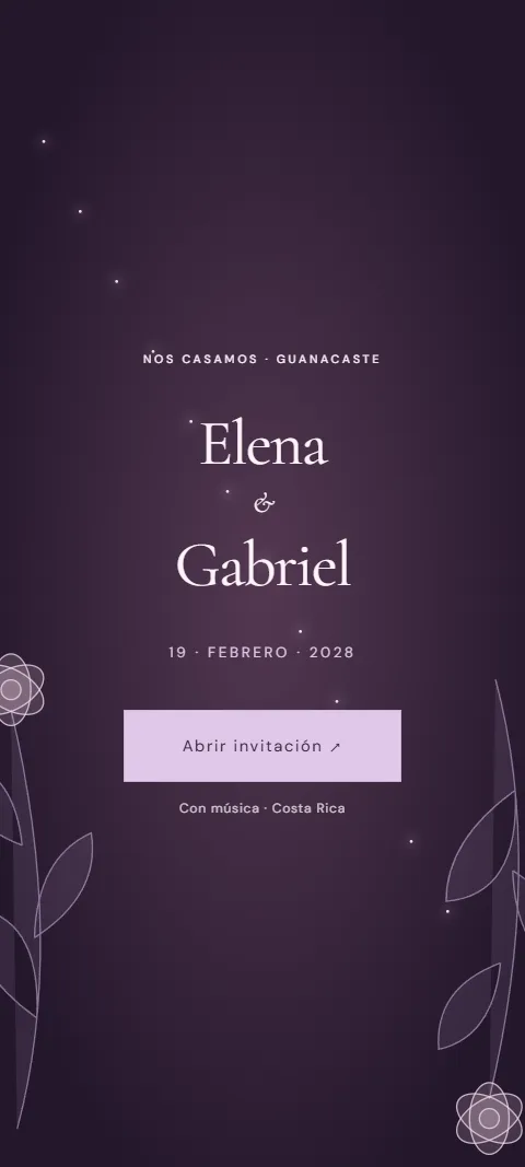 Portada de la invitación de Elena & Gabriel