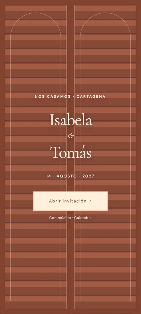 Portada de la invitación de Isabela & Tomás