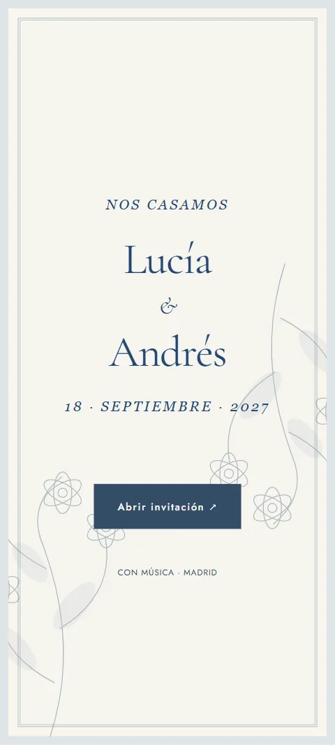 Portada de la invitación de Lucía & Andrés